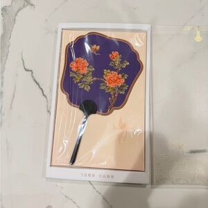 The Forbidden City Culture Floral Hand Fan with Purple and Orange Design